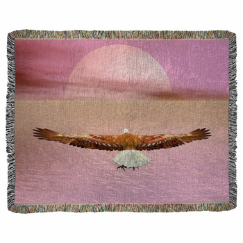 Eagle Going To The Sun - 3D Render Woven Throw Blanket