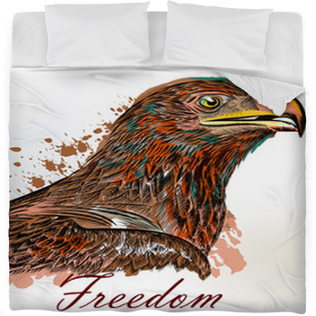 Eagle Hand Drawn Bird Illustration Fleece Bed Blanket