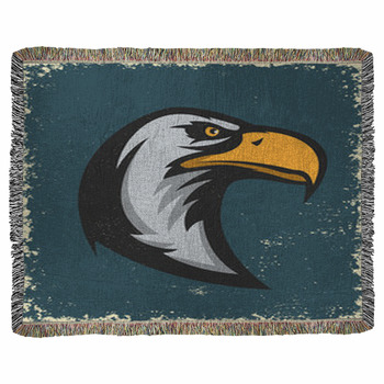 Eagle Head Illustration On Grunge Woven Throw Blanket