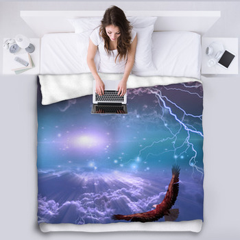 Eagle In Flight Beneath Storm Fleece Blanket