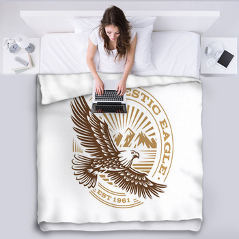 Eagle Logo Vector Illustration Emblem On Fleece Blanket