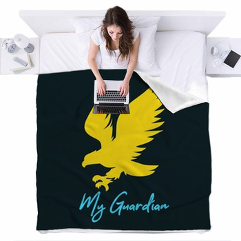 Eagle Quote Illustration Fleece Bed Blanket