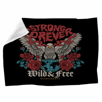 Eagle With Roses And Freedom Spirit Slogan Fleece Blanket