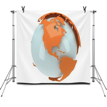 Earth Planet Globe. 3D Render. America Fleece Backdrop