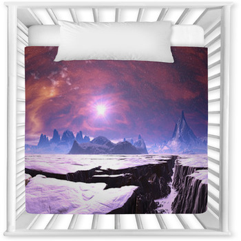 Earthquake Chasm On Alien Ice Planet Baby Crib Comforter