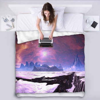 Earthquake Chasm On Alien Ice Planet Fleece Blanket
