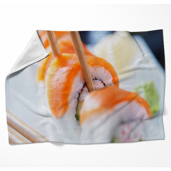 Eating Sushi With Chopstricks Woven Throw Blanket