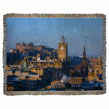 Edinburgh Morning Skyline Woven Throw Blanket