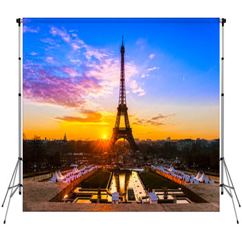 Eiffel Tower At Sunrise, Paris. Fleece Backdrop