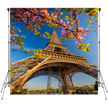 Eiffel Tower During Spring Time In  Custom Size Backdrop