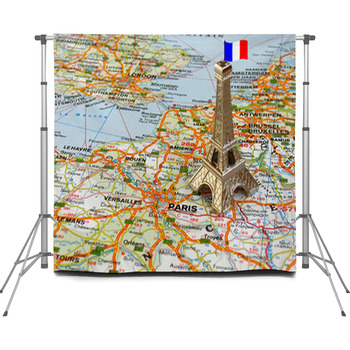 Eiffel Tower On Map Custom Size Backdrop