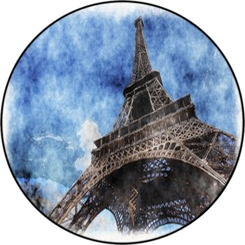 Eiffel Tower Watercolor Digital Illustration Round Rug
