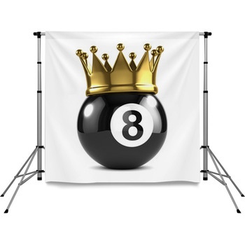 Eight Ball With Gold Crown Pole Pocket Backdrop