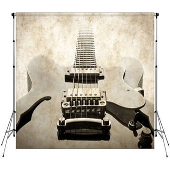 Electric Blues Guitar Retro Image Fleece Backdrop