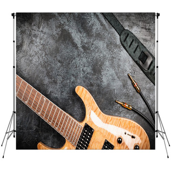 Electric Guitar On Grey Background Fleece Backdrop