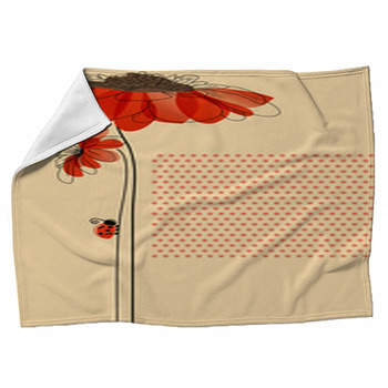 Elegant Vector Card With Flowers And Cute  Fleece Blanket