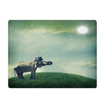 Elephant With Top Hat On Fantasy Landscape Bath Mat