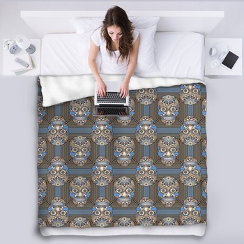 Embroidery Colorful Simplified Ethnic Fleece Blanket