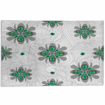 Emerald Flowers Pattern Area Rug