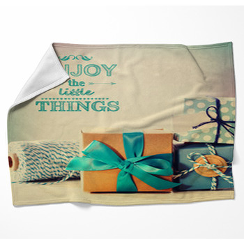 Enjoy The Little Things With Blue Woven Throw Blanket