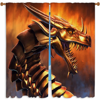 Epic Golden Dragon Custom Size Window Curtain