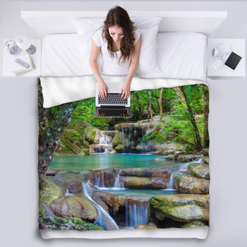 Erawan Waterfall Fleece Blanket
