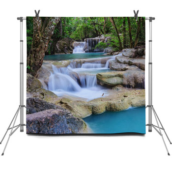 Erawan Waterfall, Kanchanaburi, Thailand Fleece Backdrop