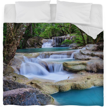 Erawan Waterfall, Kanchanaburi, Fleece Bed Blanket