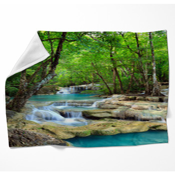 Erawan Waterfall, Kanchanaburi, Woven Throw Blanket