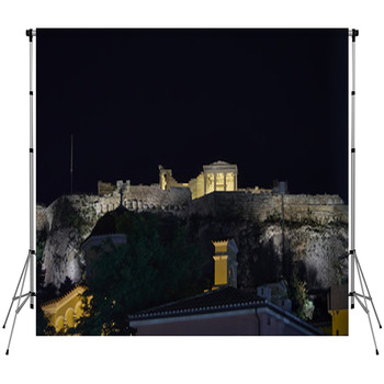 Erechtheion Illuminated, Athens Fleece Backdrop