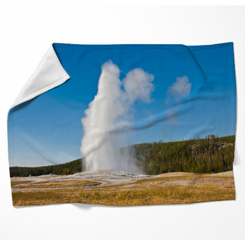 Eruption Of Old Faithful Geyser At Woven Throw Blanket