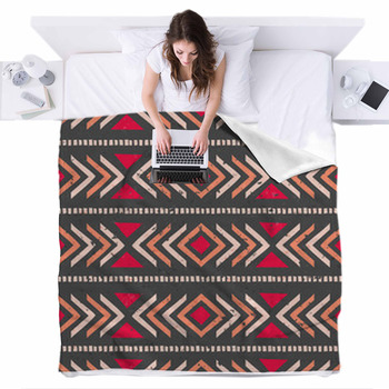 Ethnic Seamless Background Fleece Bed Blanket