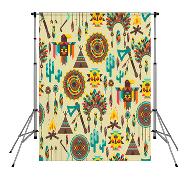 Ethnic Seamless Pattern In Native Pole Pocket Backdrop