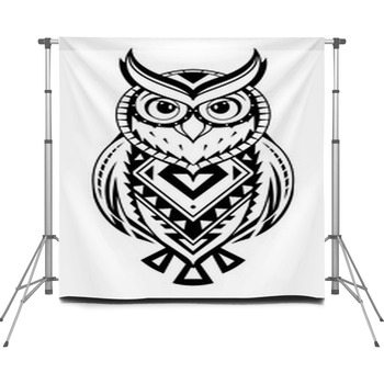 Ethnic Style Owl Tattoo Custom Size Backdrop