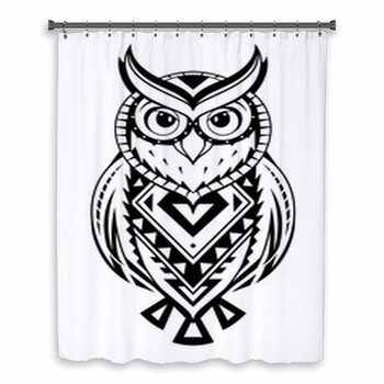 Ethnic Style Owl Tattoo Custom Size Shower Curtain
