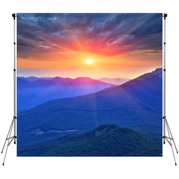 Evening Scene In Mountains Custom Size Backdrop