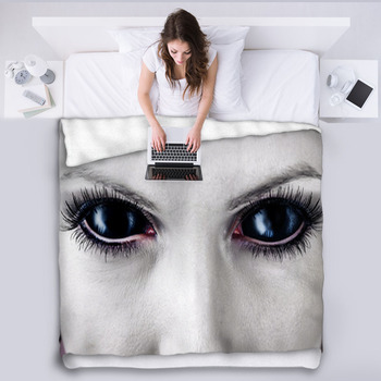 Evil Black Female Zombie Eyes. Fleece Blanket