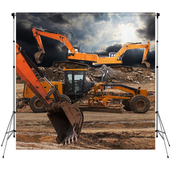 Excavator And Grader Custom Size Backdrop
