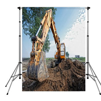 Excavator Digs A Hole Pole Pocket Backdrop