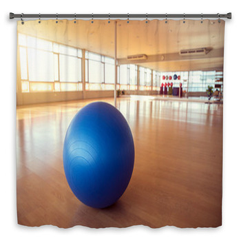 Exercise Ball For Fitness On Custom Size Shower Curtain