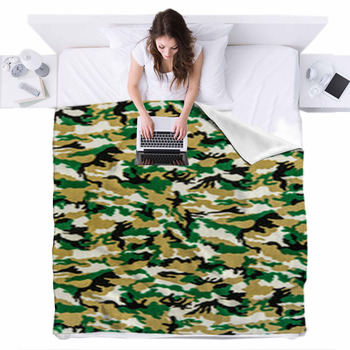Fabric On Military Camouflage Fleece Bed Blanket