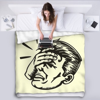 Face Palm Retro Disappointed Man Slapping  Fleece Blanket
