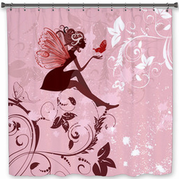 Fairy Pattern Grunge Shower Curtain