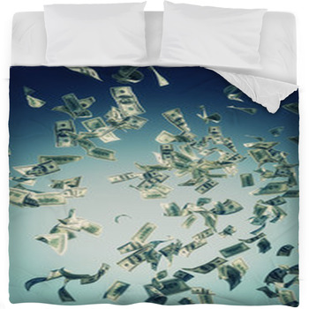 Falling Banknotes Fleece Bed Blanket