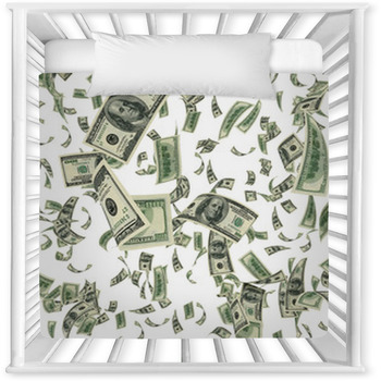 Falling Dollar Bills Baby Crib Comforter
