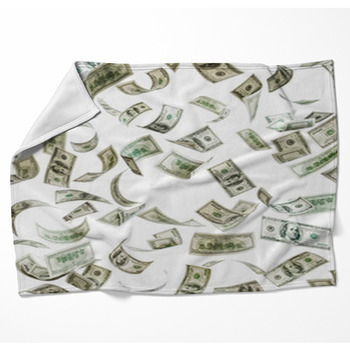 Falling Money, Hundred Dollar Bills Woven Throw Blanket