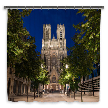 Famous Notre Dame De Reims At  Custom Size Shower Curtain