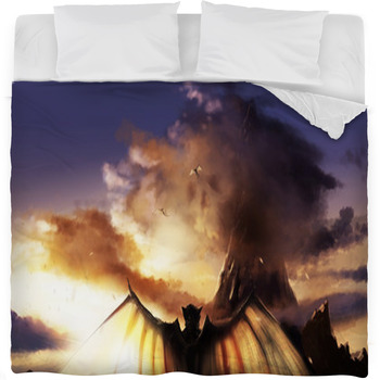 Fantasy Illustration Of A Sunset Fleece Bed Blanket