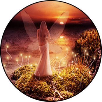 Fantasy Magic World. Pixie And Sunset Round Rug
