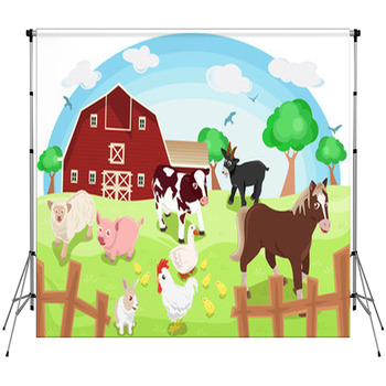 Farm Animals Fleece Backdrop